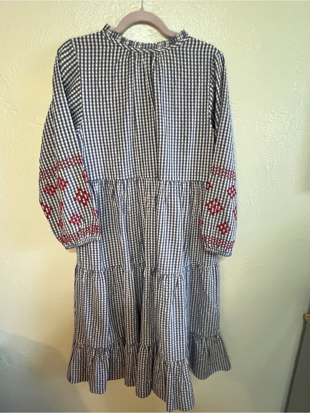 Tuckernuck Blue and White Gingham Dress with Red Embroidered Accents - Picture 6 of 6